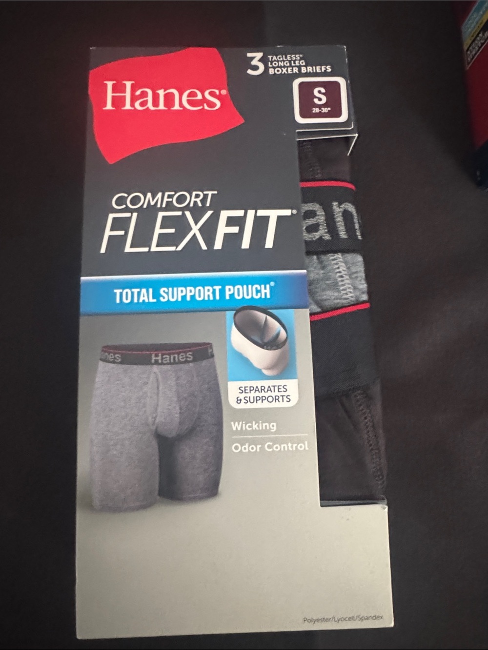 Hanes FlexFit Men's Boxer Briefs - Gray with Black Trim